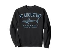 St. Augustine Florida Shark Fishing Vintage Cyan Letters Sweatshirt