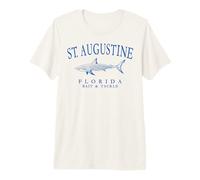 St. Augustine Florida Shark Retro Arched Blue Letters Premium T-Shirt