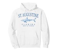 St. Augustine Florida Shark Retro Arched Blue Letters Pullover Hoodie