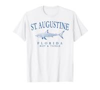 St. Augustine Florida Shark Retro Arched Blue Letters T-Shirt