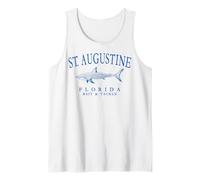 St. Augustine Florida Shark Retro Arched Blue Letters Tank Top