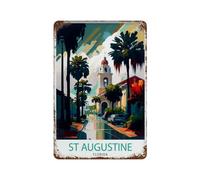 St. Augustine Florida Travel, Historic Cityscape, Coastal Landmarks, Beach House, Home E Wall Decor Art Metal Tin Poster Modern Home Decor Art Home Bar Shop Decorations Vintage Sign 30x20cm