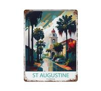 St. Augustine Florida Travel, Historic Cityscape, Coastal Landmarks, Beach House, Home E Wall Decor Art Metal Tin Poster Modern Home Decor Art Home Bar Shop Decorations Vintage Sign 40x30cm