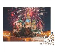St Basil Cathedral Jigsaw Puzzles 1000Pc Recycled Material Fireworks Puzzle for Kids Fun Present & Activity for Home Ideal for Child‘s Birthday Gift 70x50cm/1000pcs