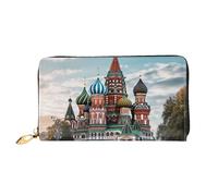 St Basil Cathedral Red In Moscow Leather Wallet for Women Long Coin Purse Ultra Slim Credit Cards Holder Bifold Clutch