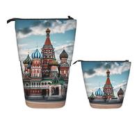 St Basil Cathedral Red in Moscow Telescopic Pencil Case Standing Pencil Organizer Multifunctional Pen Case for Cosmetics Students Cosmetic