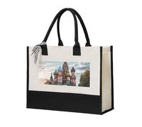 St Basil Cathedral Red Square In Moscow Canvas Tote Bags Personalized Beach Bag Reusable Grocery Shopping Bag Casual Handbag Top Handle Shoulder Satchel Bags Work Purses Birthday Gifts for Women