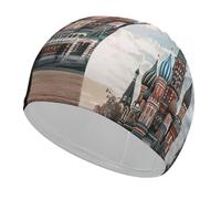 St Basil Cathedral Red Square in Moscow Classic Unisex Soft Swim Cap, Recreational Swimming Cap,Swim Hats Comfortable Flexible Durable for Training Pool & Beach