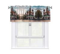 St Basil Cathedral Red Square In Moscow Curtain Valance for Windows,Kitchen Window Curtains Blackout Drapes Window Treatments Decorative Rod Pocket Short Curtain for Living Room Bedroom,54" W x 18" L