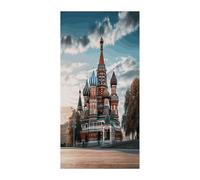 St Basil Cathedral Red Square In Moscow Curtains，Polyester Blackout Extra Wide，Door Curtain， 35.4x 70.9 Inch for Temporary Room Dividers Bedroom Living Room，Room Darkening Curtains ，for Doorway Priva