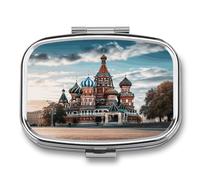 St Basil Cathedral Red Square in Moscow Cute Travel Pill Organizer Compact and Portable Pill Box,Pill Case for Travel Essentials for Pocket Purse