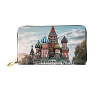 St Basil Cathedral Red Square In Moscow Leather Wallets For Women Waterproof Zip Around Clutch Purses Large Credit Card Holder With Phone Holder Ladies Travel Coin Purse, Black, One Size, Casual