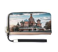 St Basil Cathedral Red Square In Moscow Purse Travel Long with Coin Pocket,Clutch Bag RFID Blocking, Zip Around, Large Capacity,Womens Wallet for Travel Work