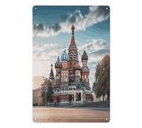 St Basil Cathedral Red Square In Moscow Tin Sign Hanging Art Prints,Wall Decor for Gifting And Party Decoration 7.9X11.8 Inch,Wall Art for Home Garden Greenhouse Living Room Bedroom Yard