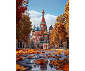 St. Basil'S Cathedral Diamond Art Kits Adults, Diamond Painting Moscow Crystal Art Kits for Adults Beginners, 5D Square Rhinestone Gem Dots Embroidery Paintings, Home Wall Decor 30x40cm/12x16in -18rO
