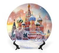 St Basils Cathedral in Moscow Russia Ceramic Decorative Plates for Display Ornaments with Stand for Kitchen Home Decor