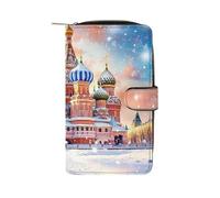 St Basils Cathedral in Moscow Russia Funny Long Slim Bifold Wallet Card Holder Purse with Buckle for Men Women