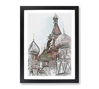 St. Basil'S Cathedral In Moscow Russia In Abstract Modern Framed Print | A4 Black Framed Wall Art | Ready to Hang | Abstract Cityscape Picture | Living Room Bedroom Lounge Office