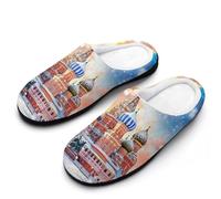 St Basils Cathedral in Moscow Russia Men's Cotton House Slippers Memory Foam Washable Slip On Home Shoes