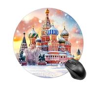 St Basils Cathedral in Moscow Russia Round Gaming Mousepad Rubber Base Desk Mat for Office Laptop Computer