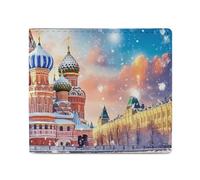 St Basils Cathedral in Moscow Russia Slim Billfold Wallet for Men Front Pocket Purse Card Holder with ID Window