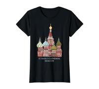St. Basil's Cathedral Moscow, Russia. Drawing Value Graphic T-Shirt, Women, Black, M