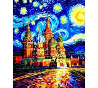 St. Basil'S Cathedral Paint by Numbers for Adults, Abstract Paint by Numbers for Children or Beginner, DIY Canvas Oil Painting Kit with Brushes and Acrylic Pigment for Home Wall Decor 60x80cm 5-62