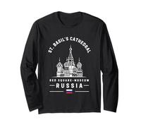 St. Basil's Cathedral Russia Flag Moscow Red Square Long Sleeve T-Shirt