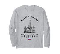 St. Basil's Cathedral Russia Flag Moscow Red Square Long Sleeve T-Shirt
