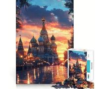 St. Basil's Cathedral Sunset 1000 Piece Jigsaw Puzzles for Teenagers Reason Skill Toy Quiet Calm Exact Cut Xmas Surprise 38x52cm
