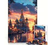St. Basil's Cathedral Sunset 1000 Piece Jigsaw Puzzles for Teenagers Reason Skill Toy Quiet Calm Exact Cut Xmas Surprise 38x52cm