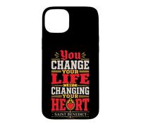 St Benedict Change Your Life Heart Catholic Saint Quotes Case for iPhone 15 Plus
