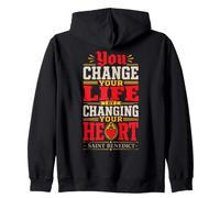St Benedict Change Your Life Heart Catholic Saint Quotes Zip Hoodie