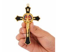 St Benedict Crucifix Black,Crucifix Wall Cross for Catholic Decor,Medalla De San Benito,Jesus Christ Hanging Cross Wall Decor,Crucifijo Del Perdon,Saint Benedict Medal Prayer for Home Decoration
