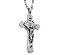 St Benedict Crucifix Necklace Saint Benedict Medal Cross Bless Safety Religion Pendant Gift for Family, Parent, Friend, Men, Women