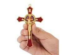 St Benedict Crucifix Red,Crucifix Wall Cross For Catholic Decor,Medalla De San Benito,Jesus Christ Hanging Cross Wall Decor,Crucifijo Del Perdon,Saint Benedict Medal Prayer For Home Decoration