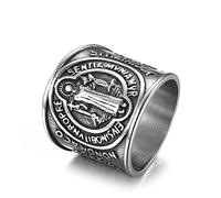 St. Benedict Exorcism Holy Brand Band Ring for Men Women Christian Saint Jesus Cross Protection Domineering Exorcism Ring Knuckle Middle Bands Religious Gift Stainless Steel Catholic Roman Demon Ghost