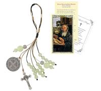 St Benedict Home Blessing Door Hanger - Luminous Beads St Benedict Door Hanger, St Benedict Card, The Lord's Prayer - Patron Saint of Monks, St. Benedict Medals for Protection Door Decor Set - 3 Items
