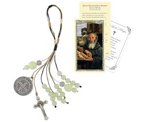 St Benedict Home Blessing Door Hanger - Luminous Beads St Benedict Door Hanger, St Benedict Card, The Lord's Prayer - Patron Saint of Monks, St. Benedict Medals for Protection Door Decor Set - 3 Items