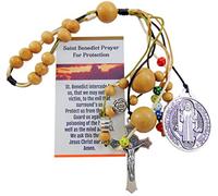 St Benedict Home Protection Door Hanger with Colorful Beads and Saint Card Gift Set