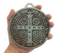 St Benedict Medal 5.5" Extra Large Wall Decor - Heavy Duty Alloy Catholic Protection Cross Medalla de San Benito - Antique Multi-Color Finishes Religious Art for Home Blessing, Altar, Door & Spiritual