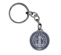 St. Benedict Medal Keychain | Silver-Tone Metal | Patron Saint of Students and Europe | Great Catholic Gift for First Communion, Confirmation, Seminary, and Ordination | Christian Auto Accessory