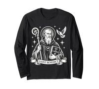St Benedict Ora et Labora Traditional Catholic Saint Long Sleeve T-Shirt