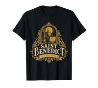 St Benedict Ora et Labora Traditional Catholic Saint Value Graphic T-Shirt