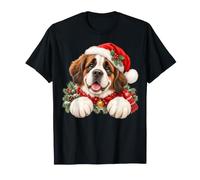 St Bernard Dog Christmas Santa Hat Mom Dad T-Shirt
