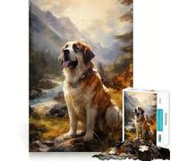 St Bernard Dog Hard Jigsaw Puzzle for Adults 1000 Pieces Boost Recall Calm Escape Tight Edge 38x52cm