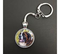 St Bernard Dog Pendant On A Snake Keyring Ideal Birthday Gift N162