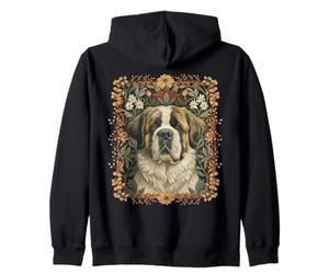 St Bernard Floral Vintage Swiss Alpine Zip Hoodie