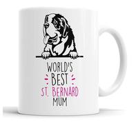 St Bernard World's Best Mum | Mug Gift | Dog Mug for Birthday Christmas | Friend, Mum, Auntie, Sister Ceramic Cup