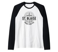 St. Blaise Pray for Us Catholic Patron Saint Devotion Raglan Baseball Tee